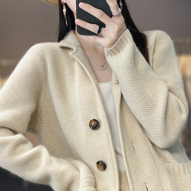 Cardigan Suit Collar Cardigan Coat Woman