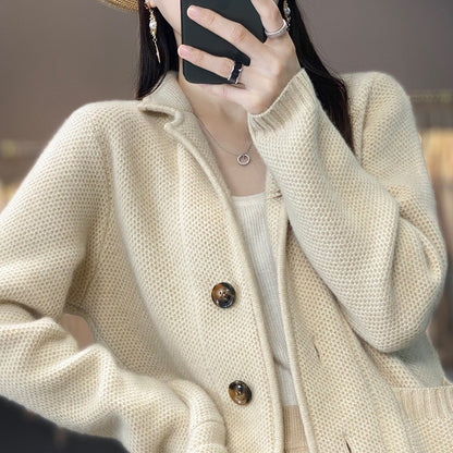 Cardigan Suit Collar Cardigan Coat Woman