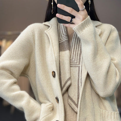 Cardigan Suit Collar Cardigan Coat Woman